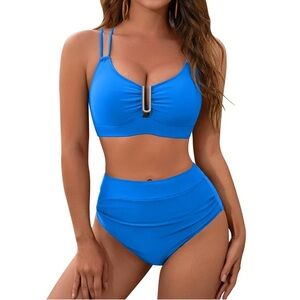High Waisted Cutout Crisscross Modest Tummy Control Bikini